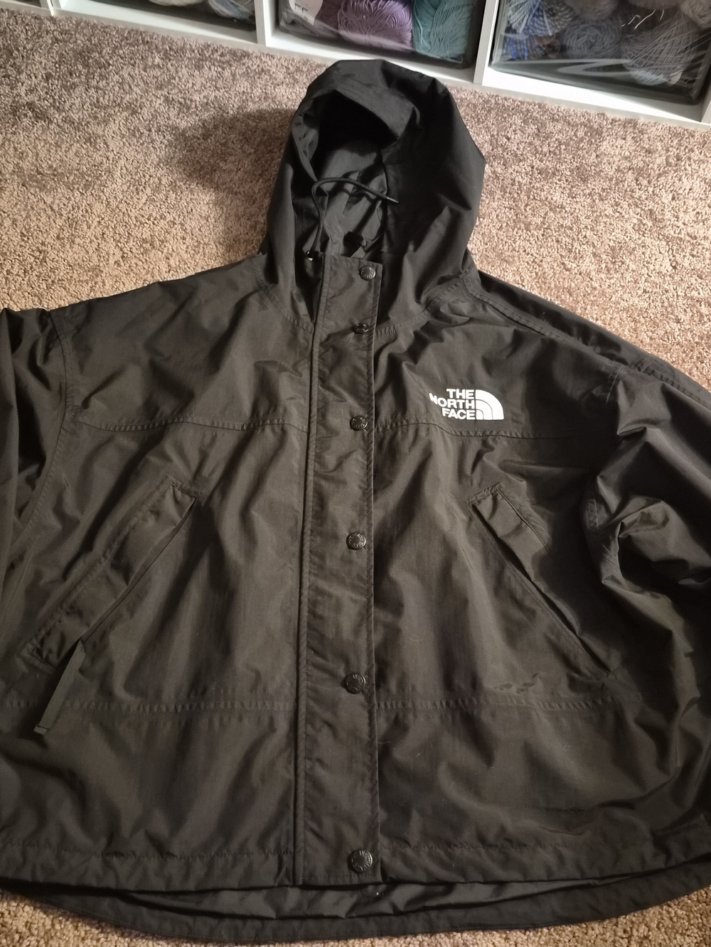 The North Face Black Hooded Rain Shell with Logo Patch